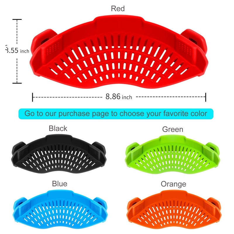 AUOON Clip On Strainer Silicone for all Pots and Pans, AUOON Pasta Strainer Clip on Food Strainer for Meat Vegetables Fruit Silicone Kitchen Colander - Image 2